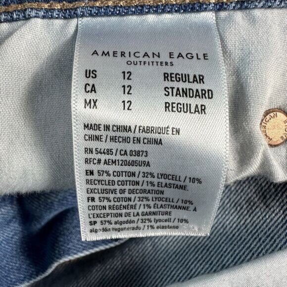American Eagle ‘90s BOOT CUT Size 12 Blue High Rise Jeans Denim Pants 33x30.5 - Picture 12 of 13